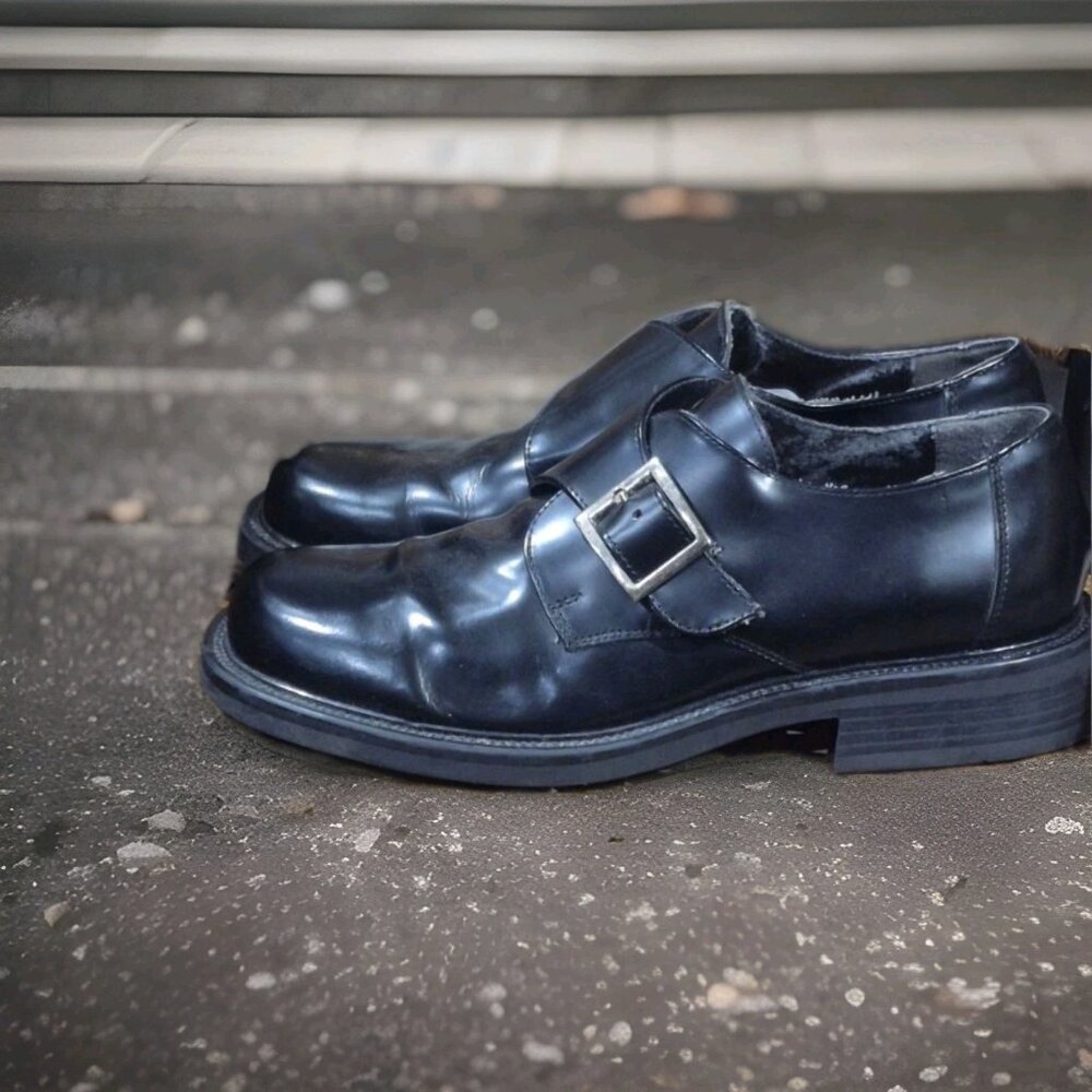 Vintage SKECHERS Buckle Loafers Monk Strap Chunky Y2K 90s Shoes Men's Size 9.5